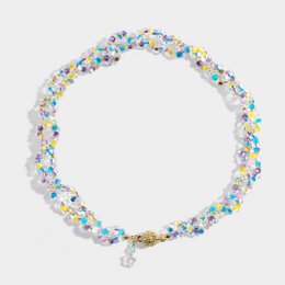 Collier de perles de cristal tchèque avec fermeture magnétique plaquée or, collier incontournable