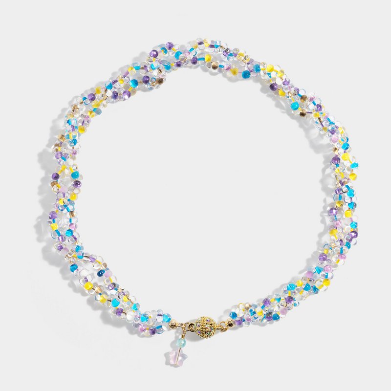 Collier de perles de cristal tchèque avec fermeture magnétique plaquée or, collier incontournable