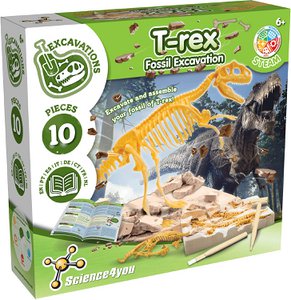 Science4you T Rex Fossil Hunting Kit for Kids - Excavate and assemble the 10 pieces TRex Fossil - Ideal Dinosaur Fossils Excavation Kit Toy for fans of Jurassic, Archeology and Paleontology Sets