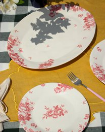 Dessert Plate Vintage Flowers Pink