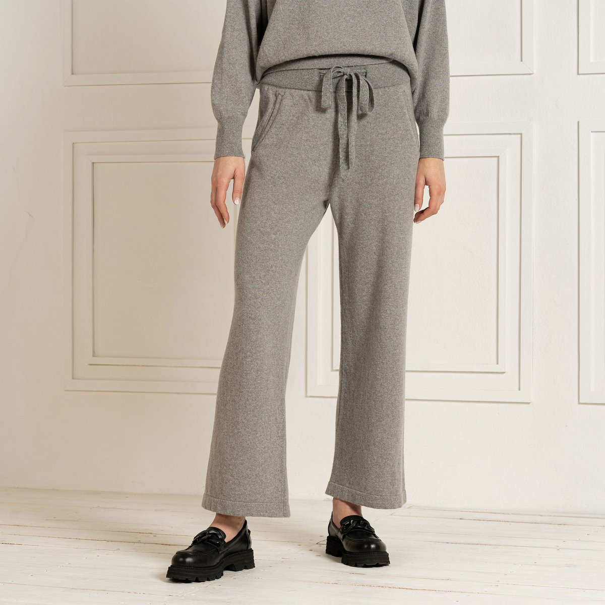 Women's 100% Merino Wide Leg Pants Helsinki Light Gray