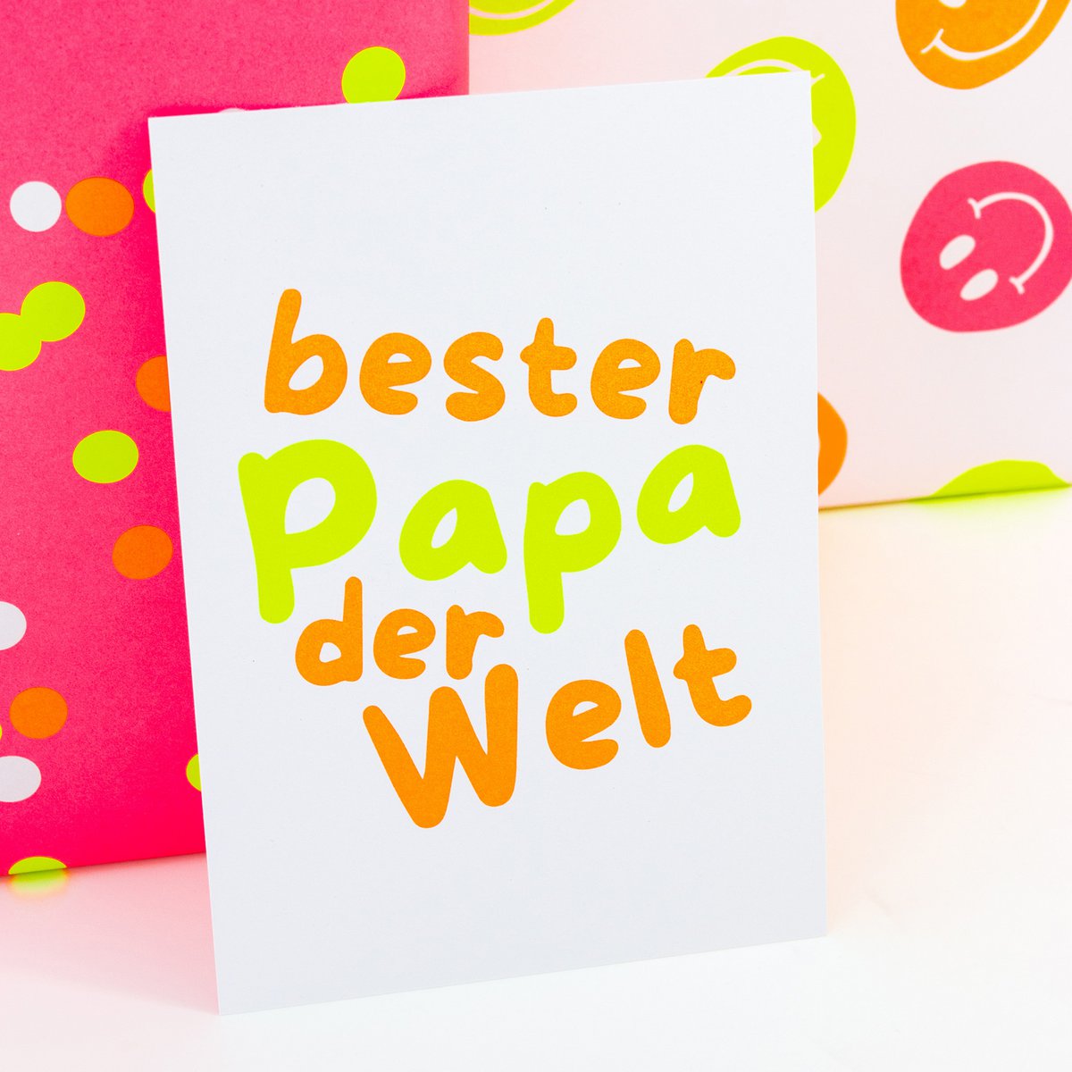 Postkort "Verdens bedste far" lavet af genbrugspapir
