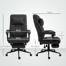 Office chair with pillow armrest Desk chair with tilt angle Height-adjustable swivel chair with footrest Linen foam PVC Light gray 66 x 76 x 112-120 cm