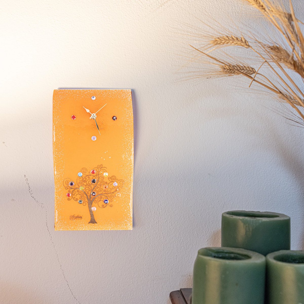Havered rechthoekige muurwacht, in Murano Glass, Gift Idea, Gunsten, Golden Decoration Tree of Life