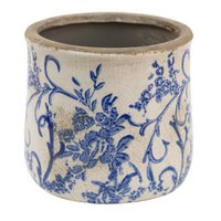 Flowerpot Ø 17x16 cm blue white ceramic flower flowerpot inside