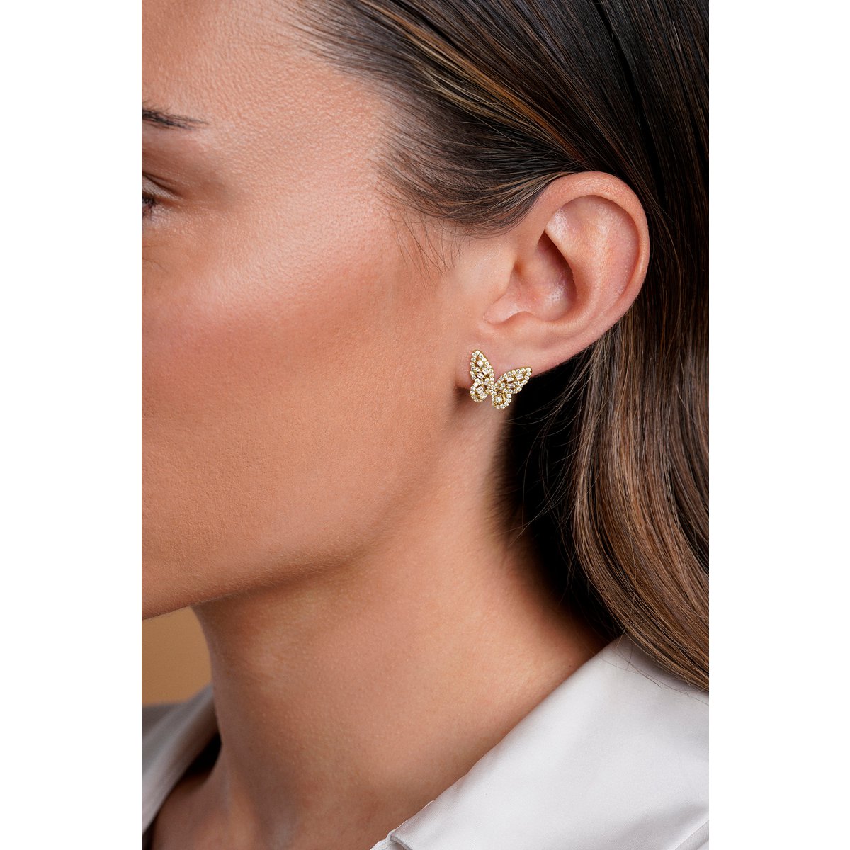 BUTTERFLY EARRINGS IN GOLD PLATED SILVER
