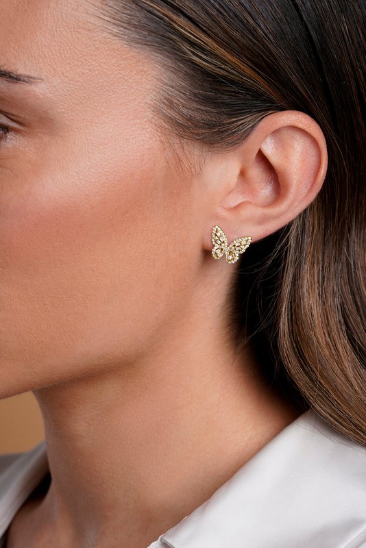 BUTTERFLY EARRINGS IN GOLD PLATED SILVER