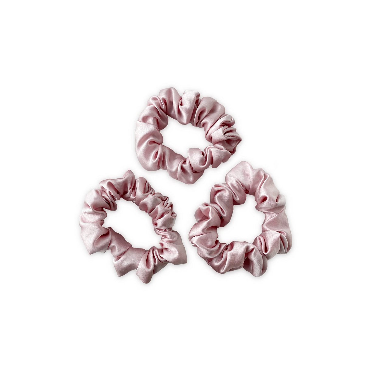 Kostbares rosa Seiden-Scrunchies-Set