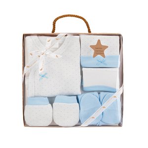 SET 5 PCS(SHIRT+PANTS+GLOVES+BIB+SOCKS)FOR NEW BORN (0-6MONTHS)-100%COTTON-MOD. TOPOS BAMBOO - BLUE