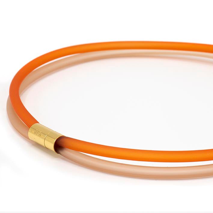 Gummikæde, orange/champagne, 2-linet