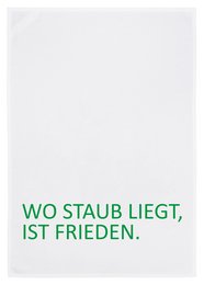 Geschirrtuch weiss, WO STAUB LIEGT, IST FRIEDEN, grün