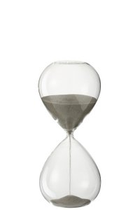J-Line zandloper - glas/zand - grijs - medium