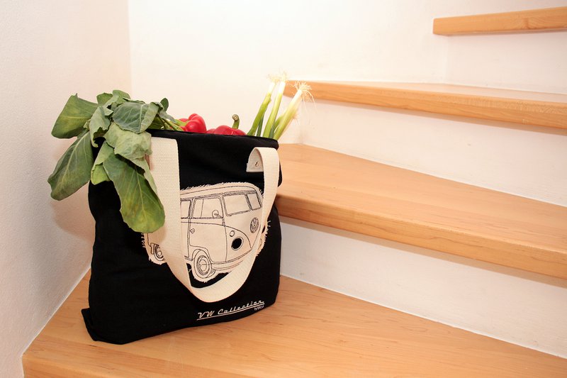 Volkswagen VW T1 Bus Canvas Shopper - Silhouet/Zwart
