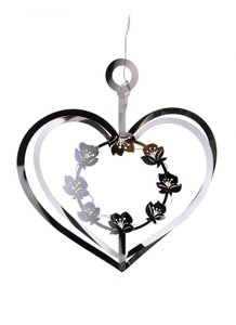 Silver Heart with Flower Wreath & LED-lights.