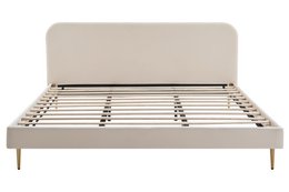 Upholstered bed with beige velvet cover 180x200 cm