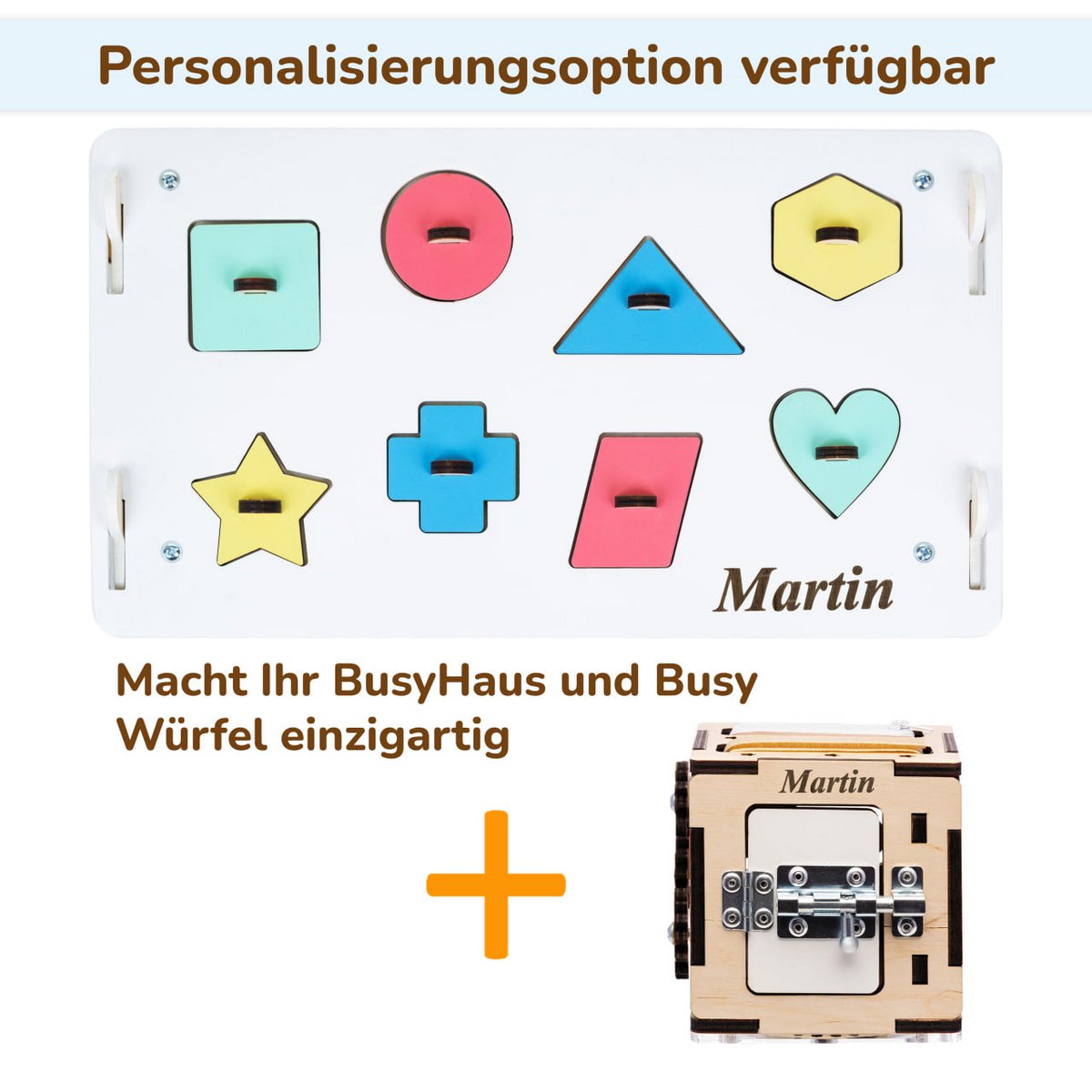 Set - BusyBoard huisje wit en creatieve kubus