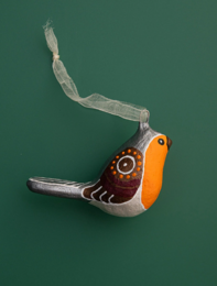 Handmade papier-mache Winter bird: Robin