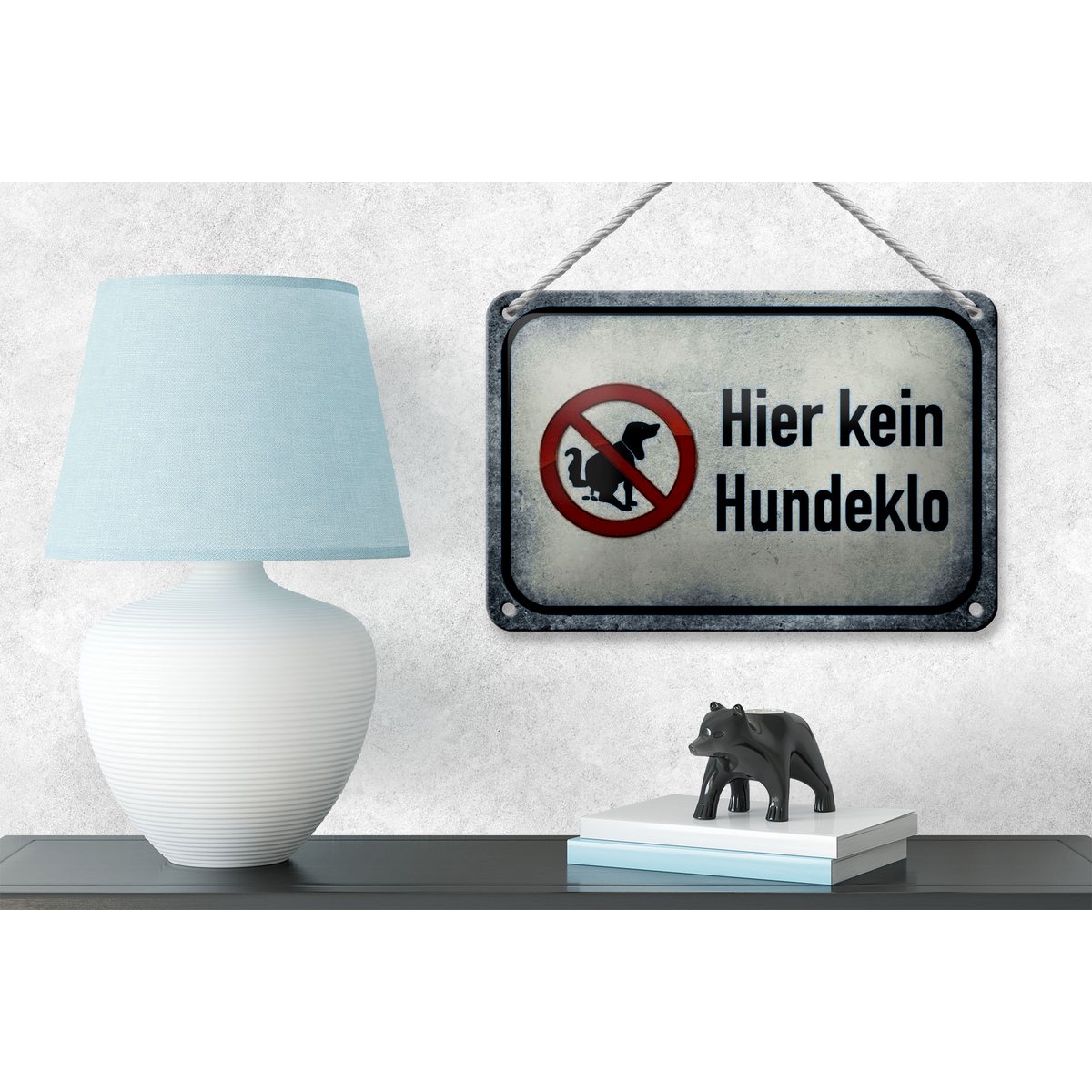 Tin sign note 18x12cm dog here no dog toilet decoration