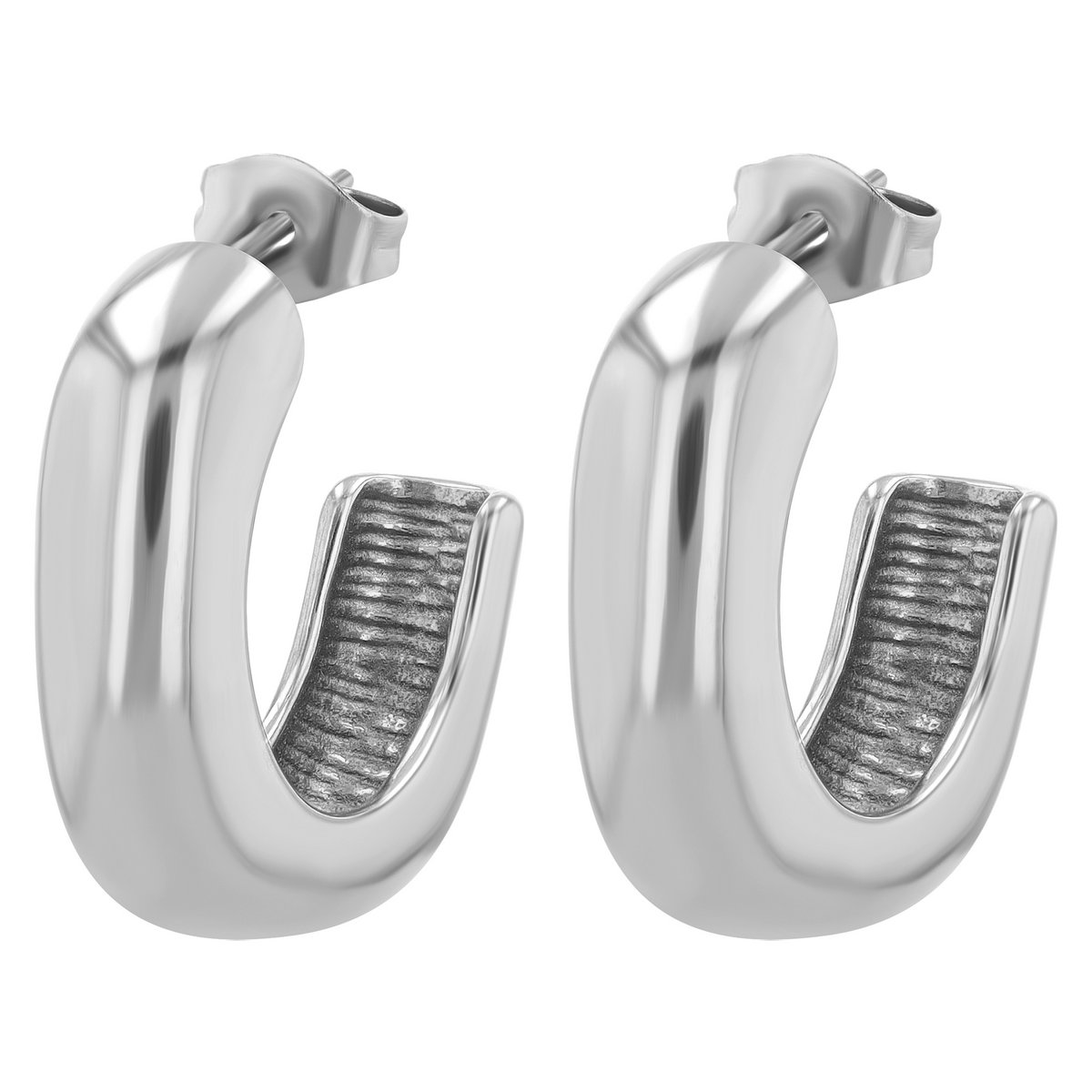 "Vilma" striking hoop earrings made of stainless steel, silver-colored