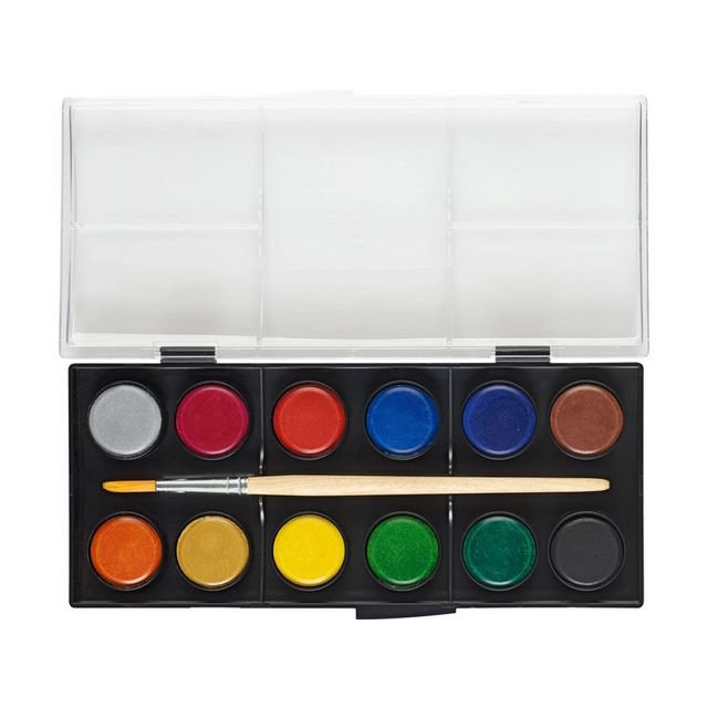 Watercolor box FC 12 colors (diameter 24mm) incl. brush