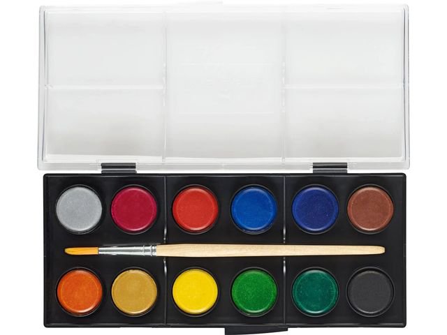 Watercolor box FC 12 colors (diameter 24mm) incl. brush