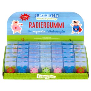 SET Radiergummi „Glückshelden“, 42 Stück, im Display