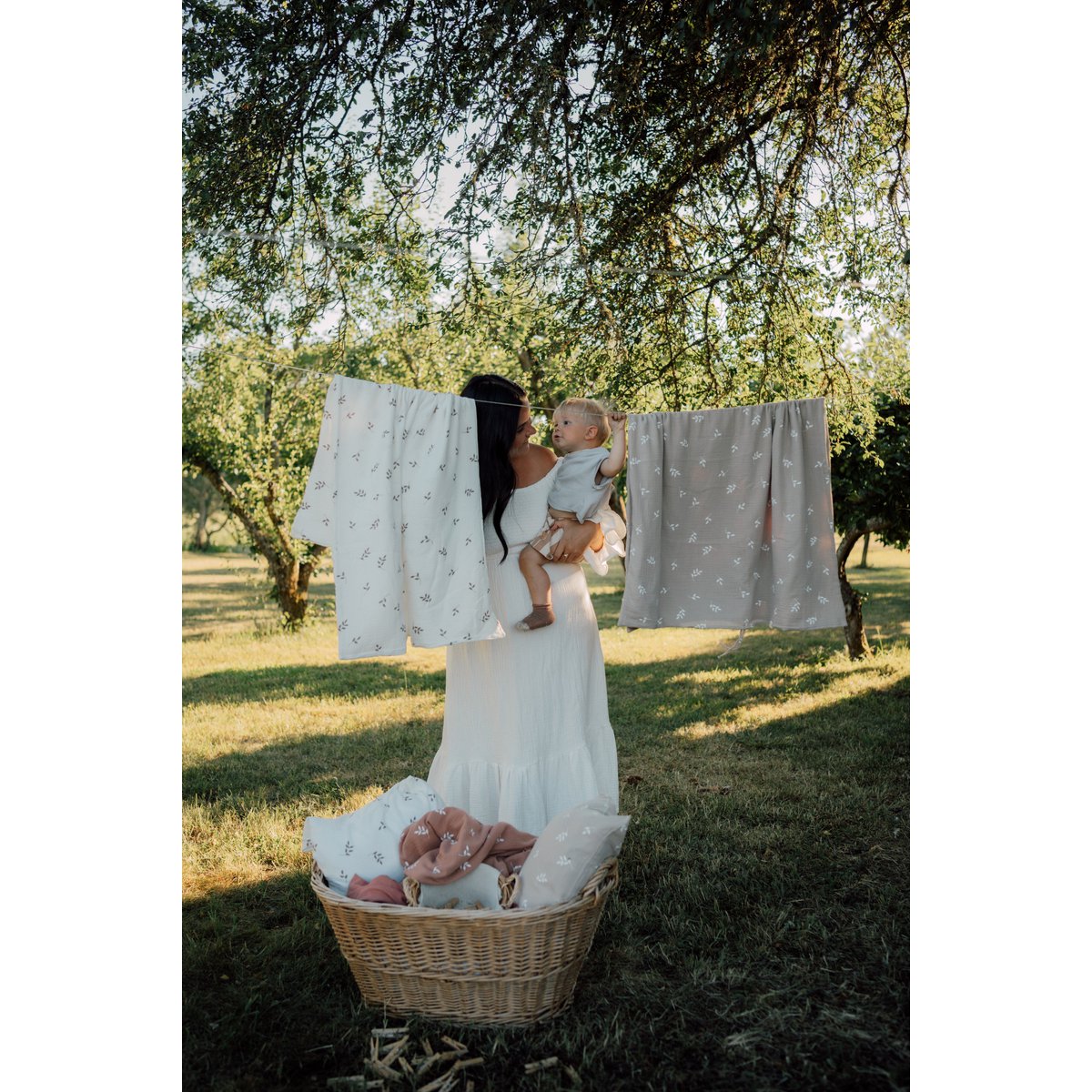 TISU baby duvet cover & pillowcase, Cream Leaves