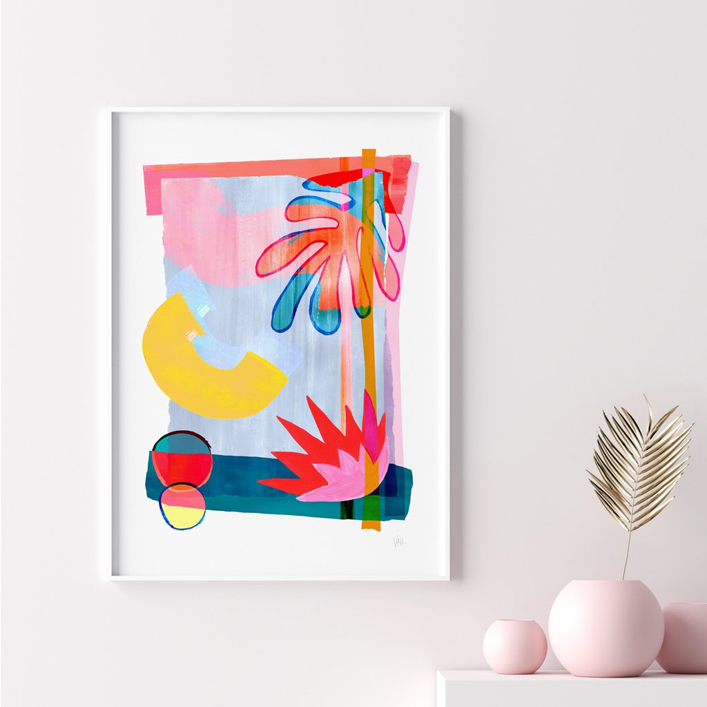 Vibrant Abstract Leaf Shapes Art Print