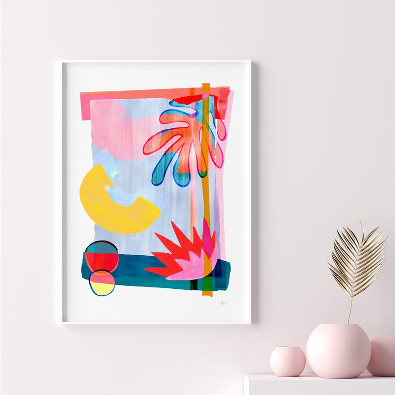 Vibrant Abstract Leaf Shapes Art Print