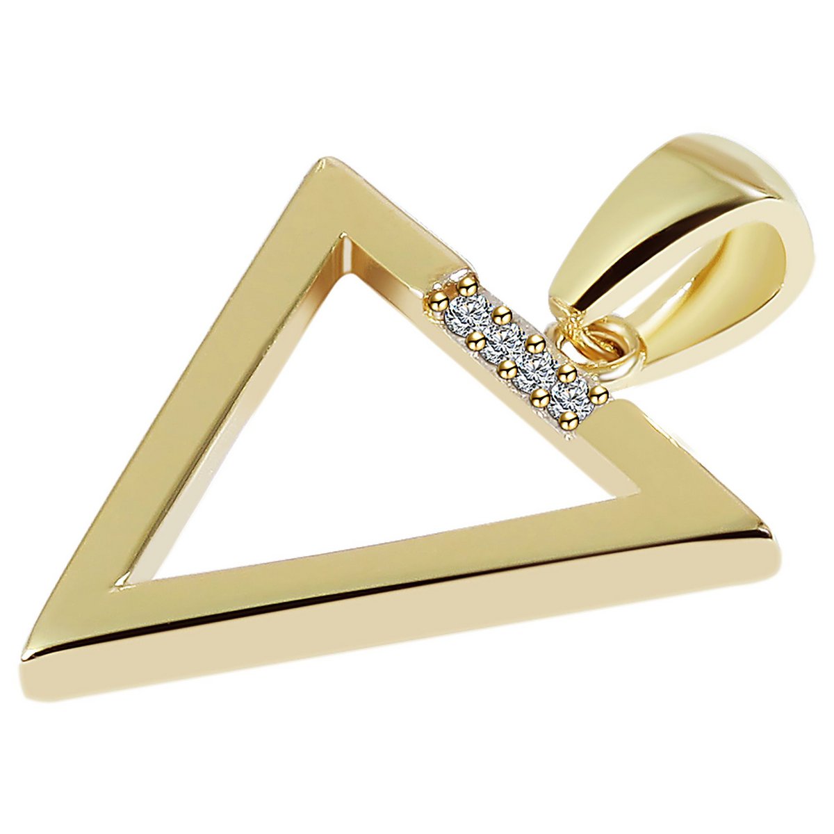 333/- Ciondolo in oro "Dilara" senza catena, triangolo, finiture in zirconi, oro giallo, 8 carati