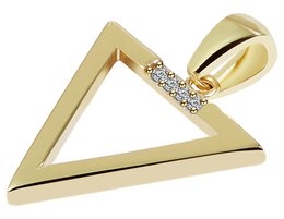 333/- Ciondolo in oro "Dilara" senza catena, triangolo, finiture in zirconi, oro giallo, 8 carati