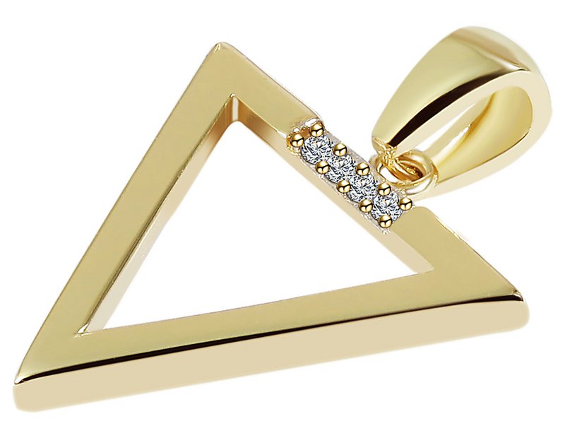 333/- Ciondolo in oro "Dilara" senza catena, triangolo, finiture in zirconi, oro giallo, 8 carati