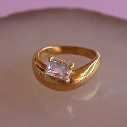 Ariana – Baguette-Kristall-Goldring