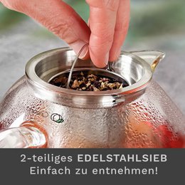 They create Glasteekanne 1,3l with 2 Teeblumen