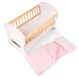 Wooden Doll Bed - Includes Duvet and Pillow