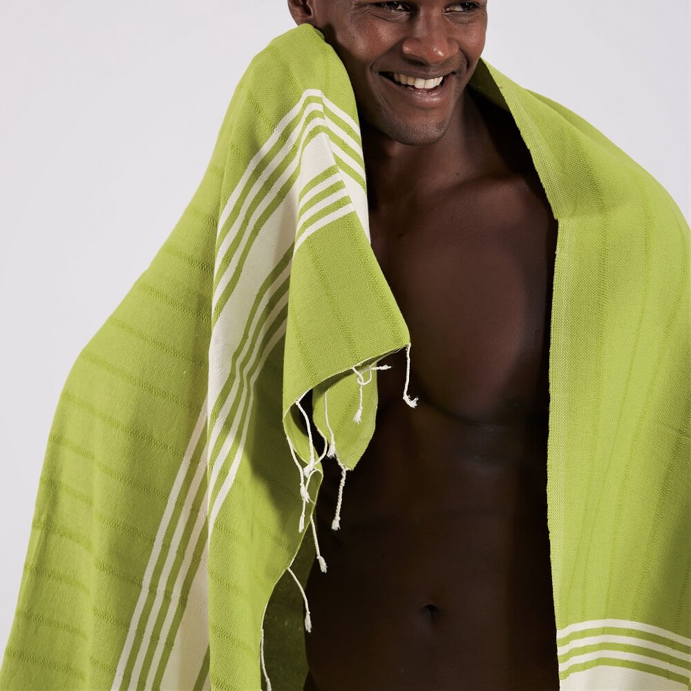 Indigo Cotton Hammam Towel, Hand-Loomed