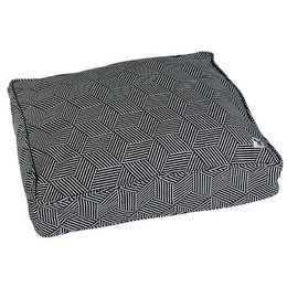  Sustainable, breathable, and machine-washable dog and cat bed cover in a graphite and white striped pattern. Available in round and rectangular shapes in various sizes.