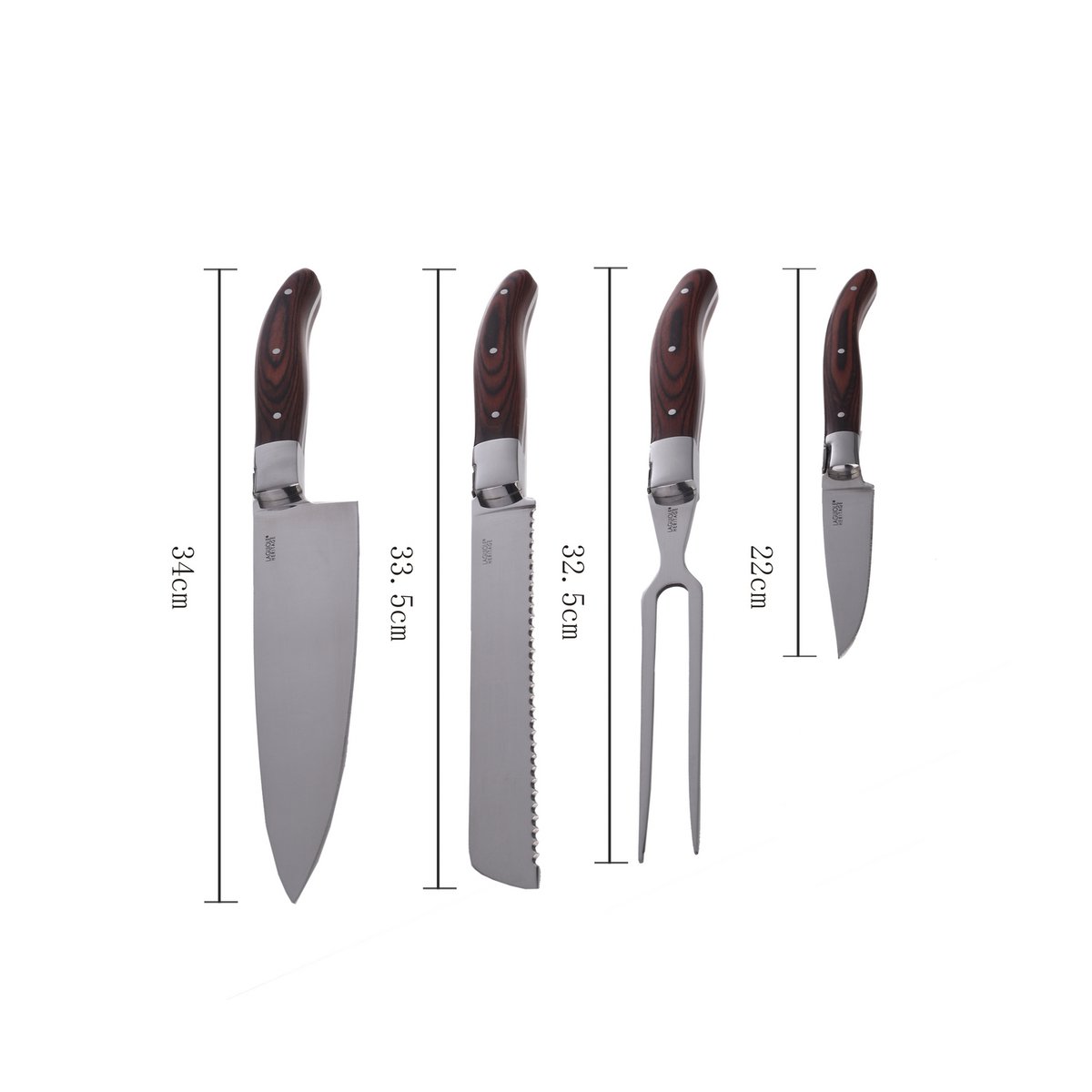 Blok med 4 Laguiole Heritage kokkeknive