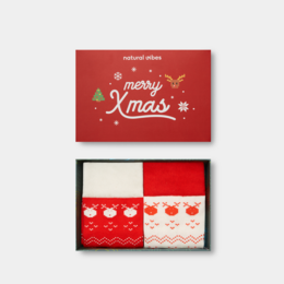 Organic socks gift set Xmas, 2-pack - 2 pairs of colorful socks with a Christmas pattern