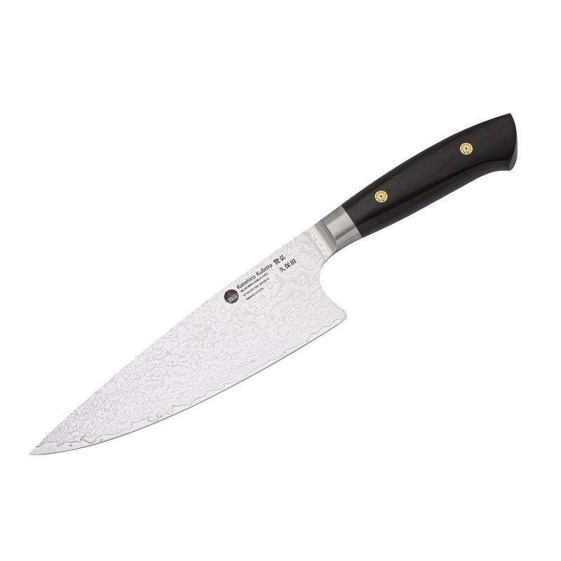 Couteau de chef KATAHIRO KUBOTA Sense 8 pouces en damas et manche en ébène