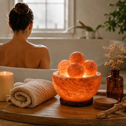 Himalaya-Salzkristalllampe – 4 Massagekugeln 2 kg – Naturmaterial – Geschenk- und Dekorationsidee