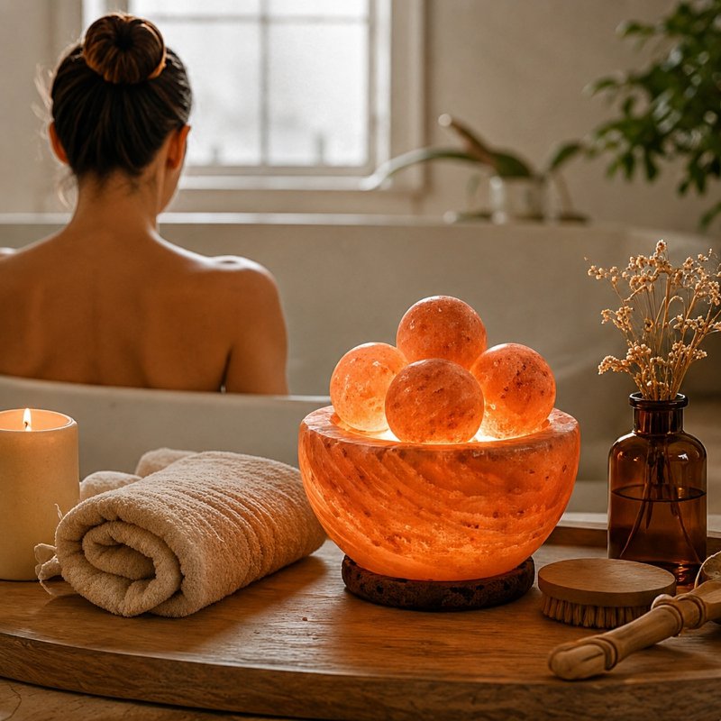 Himalaya-Salzkristalllampe – 4 Massagekugeln 2 kg – Naturmaterial – Geschenk- und Dekorationsidee