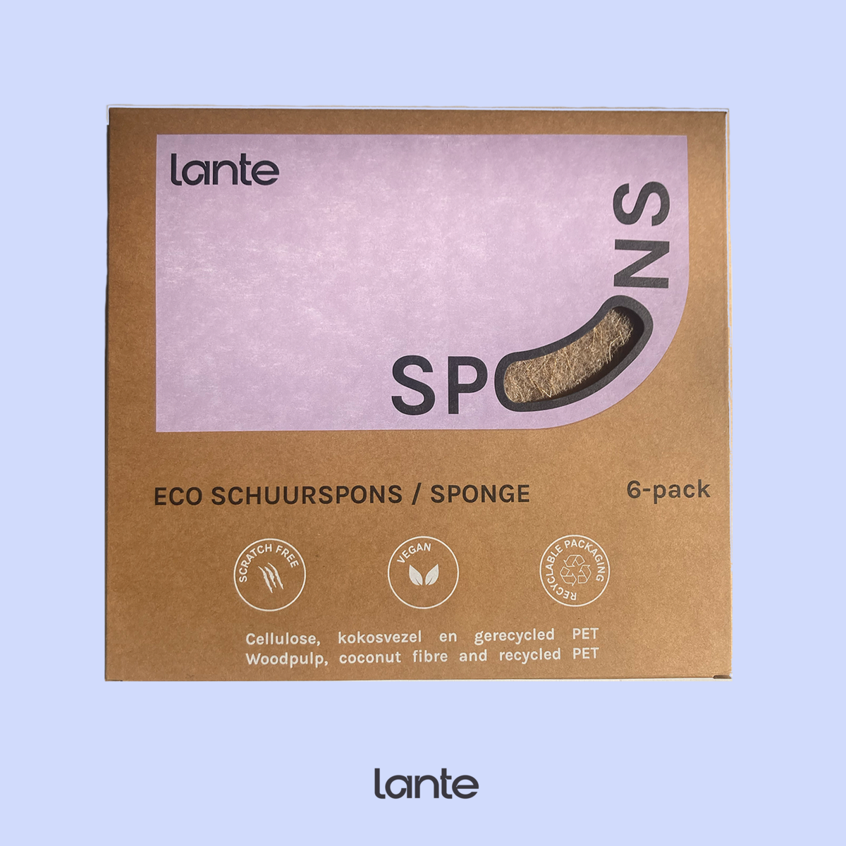 6x Lante natural scouring sponge - eco - coconut sponge