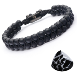 Bracelet à double perle noir onyx noir