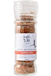 Fin de la sal de guérande con pimentón loco - 80 g de molino recargable - artesanos de sal