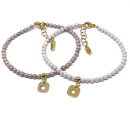 Pulsera circonitas cuentas redondas charm estrella