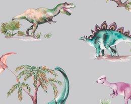 Papel Pintado Infantil Dinosaurios - Color Gris