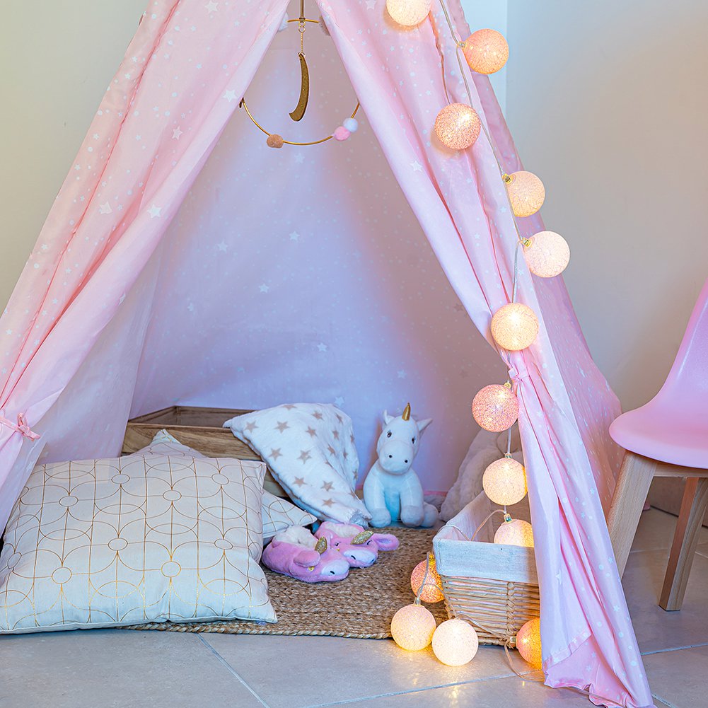 Licorne Classique Guirlande lumineuse boules coton LED USB
