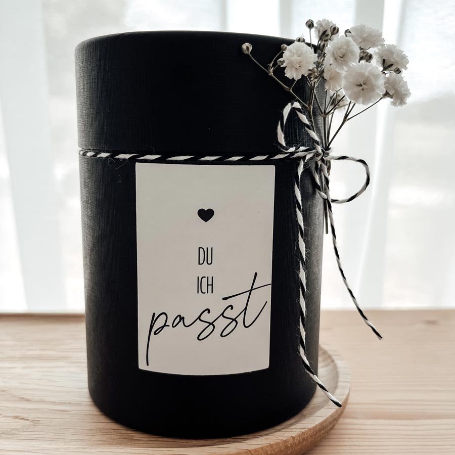 Geschenkebox du ich passt | Stiftehalter mit Deckel