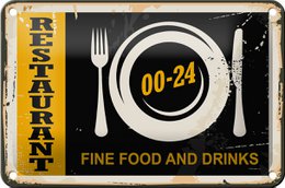 Tin Sign Retro 18x12cm Restaurant Food Fine Food Drinks Decoration